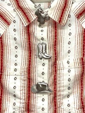 VTG Buttons Covers Set of 3 Cowboy Boot, Hat, Western Saddle Color: Silver #ps